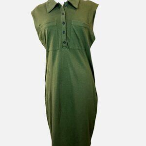 Banana Republic Waimea Olive Above-Knee Button-Front Sleeveless Knit Dress M NWT